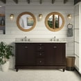 thumbnail image 1 of KBC Bella 60" Solid Wood Double Bathroom Vanity w/ Quartz Stone in Chocolate, 1 of 8