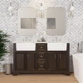 thumbnail image 1 of KBC Zelda 60" Wood Double Farmhouse Vanity w/ Quartz Stone in Chocolate, 1 of 8