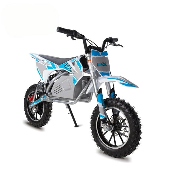 KBE 500W Electric Dirt Bike for Kids - 36V Mini Motorcycle, Beginner-Friendly Off-Road Pit Bike (Blue/Grey)