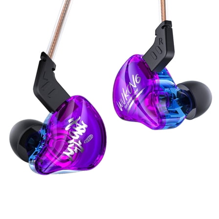 KBEAR K01 Iems For Gaming, Wired Gaming Earbuds, Noise Cancelling In Ear Headphones With 3.5mm Plug, HIFI Immersive Bass In Ear Monitor Wired Earphones For Computer Laptop Music(Purple without mic)