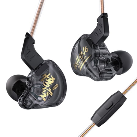 KBEAR K01 Iems For Gaming, Wired Gaming Earbuds, Noise Cancelling In Ear Headphones With 3.5mm Plug, HIFI Immersive Bass In Ear Monitor Wired Earphones For Computer Laptop Music(Black with mic)