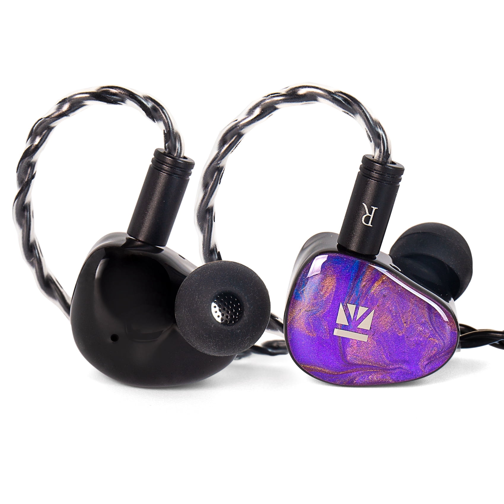 KBEAR KB02 in Ear Monitor, Colorful Hybrid 1DD Bone Conduction IEM in Ears Wired Earbuds Bass with 0.78 2Pin 4N OFC Cable 3.5mm Plug Cable for Gaming Singers Musicians(Purple Blue,without mic)