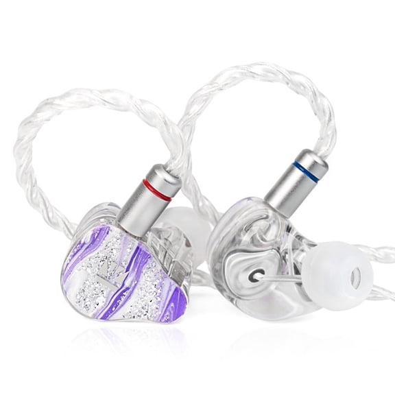 KBEAR KB08 in Ear Earphone 1 DD+1 BA+2 Micro-Planar Magnetic Drivers in Ear Monitor Headphones with Detachable OFC Silver-Plated Cablefor Musician,Singer,Headphone Enthusiasts (Purple No Mic)
