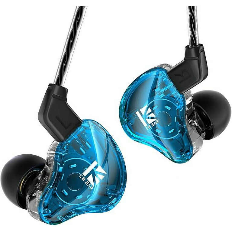 KBEAR KS1 Wired Earbuds in Ear Monitor Super Bass Wired Earphone Crystal Clear Sound IEM Headphones High Resolution Noise Canceling Ear Monitors Headphone for Musician Singer Blue without Mic Walmart....