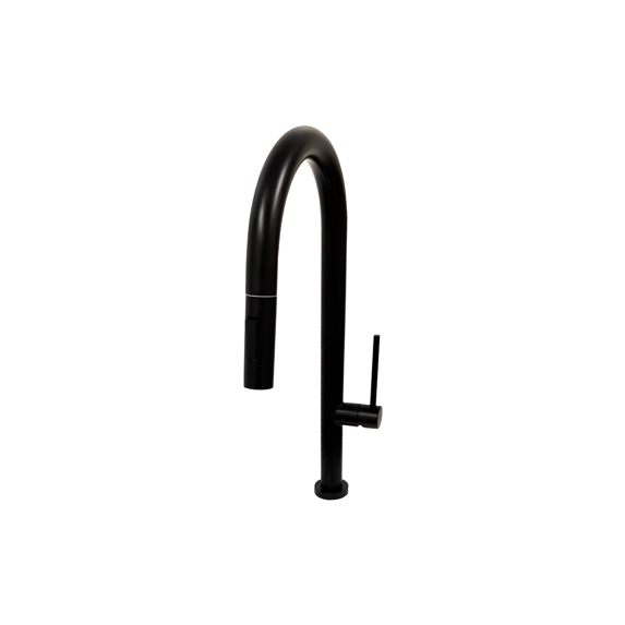 KBFmore 17.63 inch Stainless Steel Matte Black Finish Kitchen Faucet with Dual Function Pull Out Down Spray Head