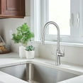 thumbnail image 1 of KBFmore 18.5 inch Stainless Steel Kitchen Faucet with Deck Cover Plate and Dual Function Pull Out Down Spray Head, 1 of 9