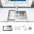 thumbnail image 1 of KBFmore 28 inch 18 Gauge ADA Undermount Double Bowl Square Kitchen Sink with 5 PCs Sink Accessories, 1 of 11