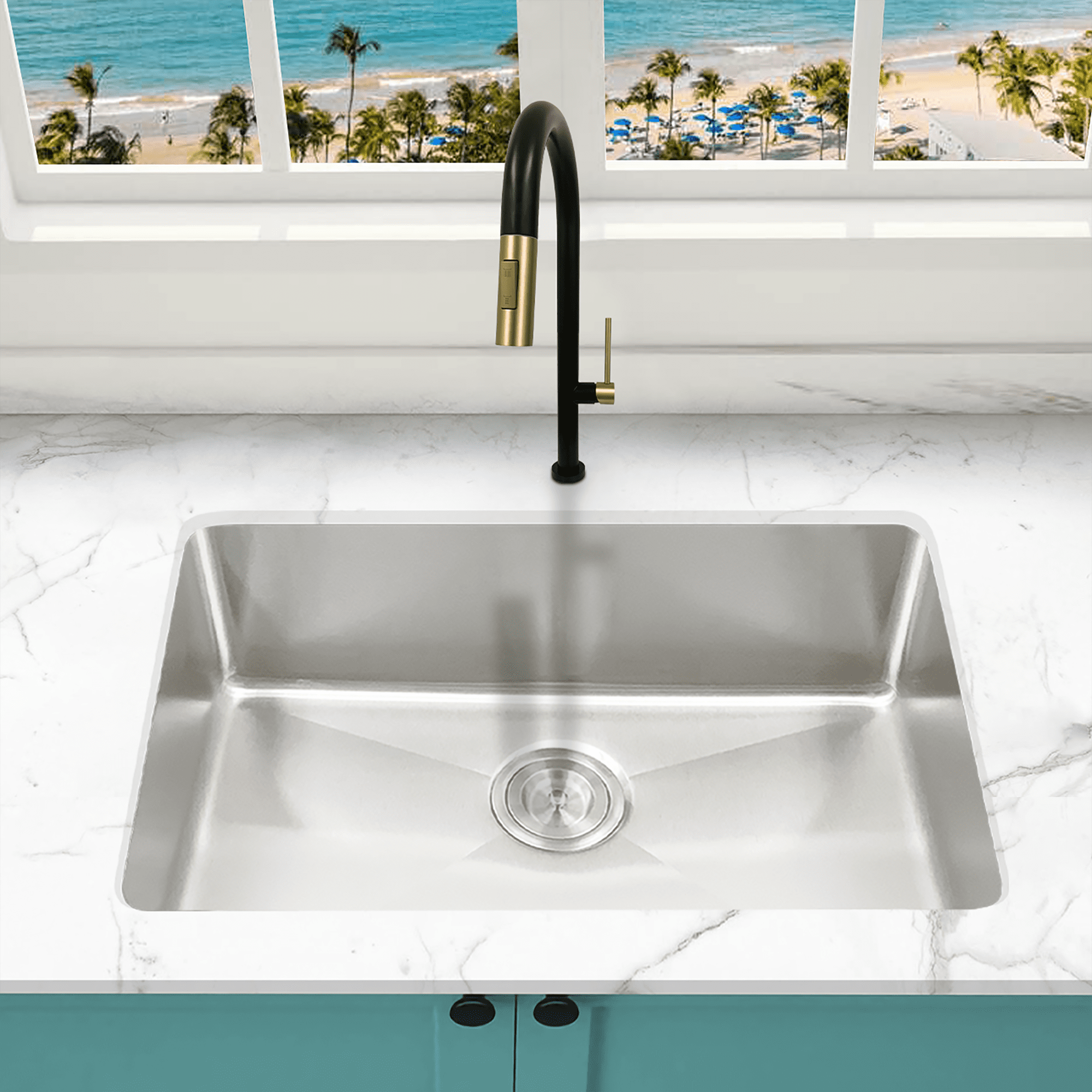 KBFmore Tight Radius 16 Gauge 27 inch Single Bowl Undermount Kitchen ...