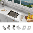 thumbnail image 1 of KBFmore Workstation 33 inch 16 Gauge Under or Top Mount Double Bowl Kitchen Sink with 7 PCs Accessories, 1 of 12
