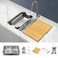 thumbnail image 1 of KBFmore Zero Radius 31 inch 16 Gauge Double Bowl Undermount Kitchen Sink with 6 PCs Accessories, 1 of 8