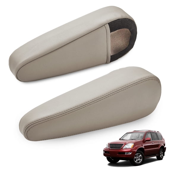KBH 2 PCS Car Front Seat Armrest Covers for Lexus GX470 2003-2009, Arm Rest Protector Cover Leather Interior Accessories, Beige
