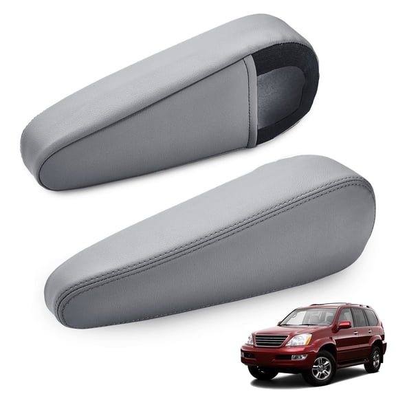 KBH 2 PCS Car Front Seat Armrest Covers for Lexus GX470 2003-2009, Arm Rest Protector Cover Leather Interior Accessories, Gray