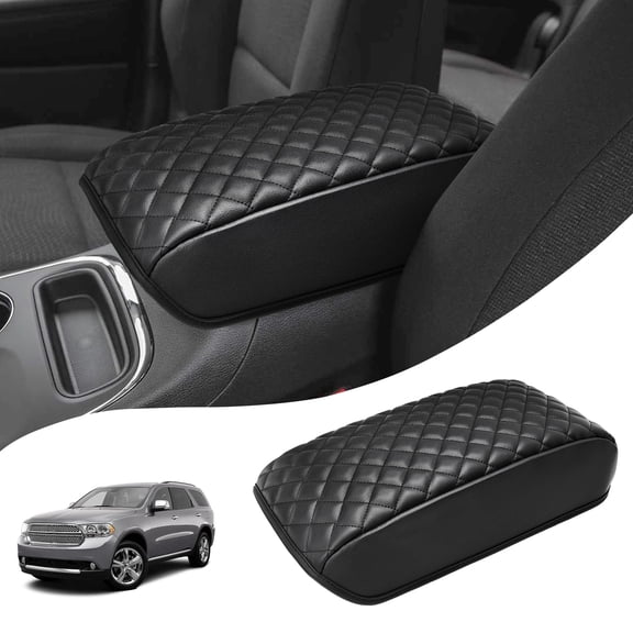 KBH Center Console Armrest Cover for Jeep Grand Cherokee & Dodge Durango 2011-2021, Black Leather Middle Console Cover Cushion Pad for Car Accessories Interior