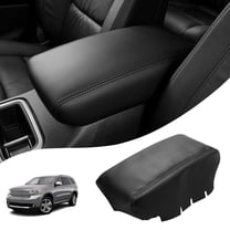 KBH Center Console Lid Armrest Cover Replacement for 2011-2020 Dodge Durango Accessories & Jeep Grand Cherokee, Anti-Scratch Leather Replace Skin Upholstery, Black
