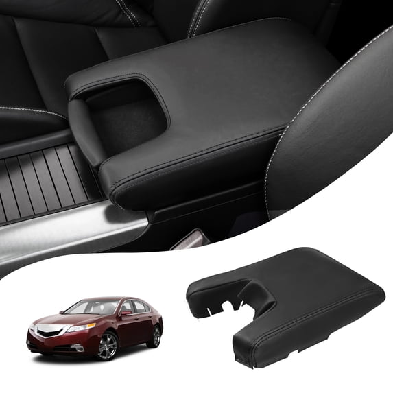KBH Car Center Console Cover for 2009-2014 Acura TL Accessories, Middle Console Lid Armrest Cover Protector Replacement Trim Interior, Black (Leather Skin Only)