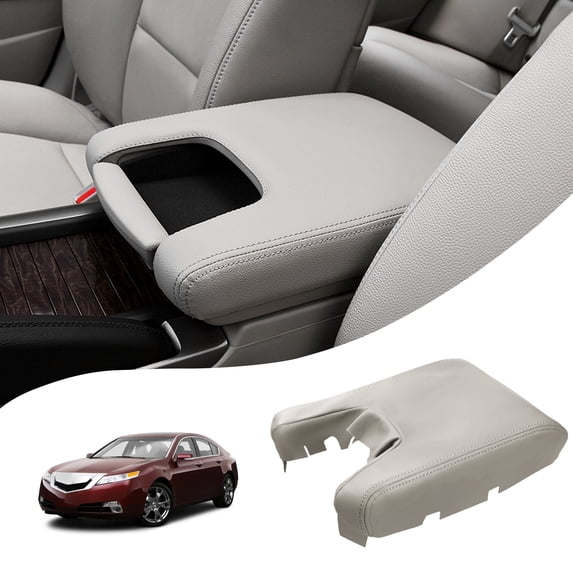 KBH Car Center Console Cover for 2009-2014 Acura TL Accessories, Middle Console Lid Armrest Cover Protector Replacement Trim Interior, Gray (Leather Skin Only)