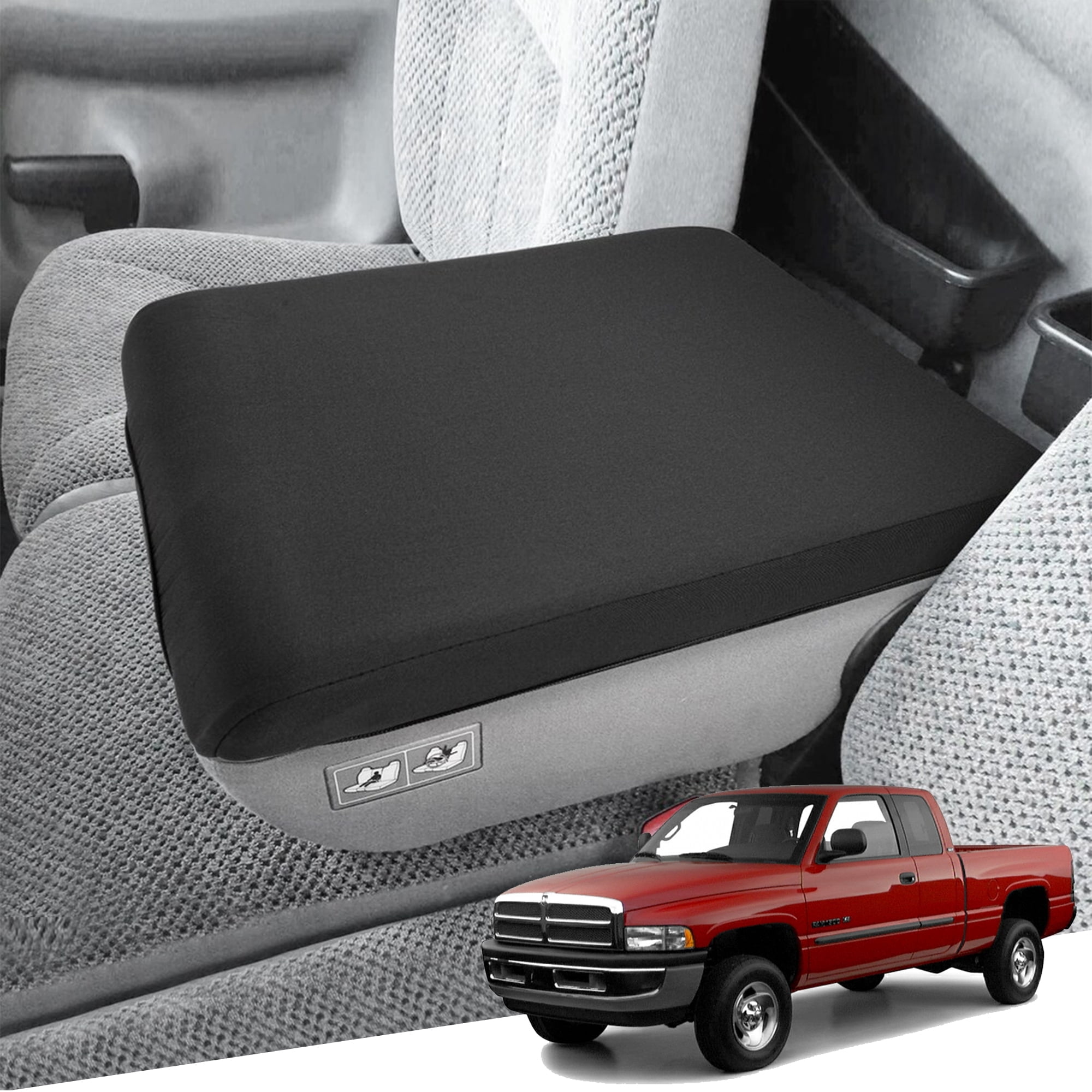 KBH Center Console Armrest Cover for 1994-2001 Dodge Ram 1500 2500 3500 with 19"x15" Jump Seat, Car Arm Rest Lid Covering for Ram 1500 Accessories, Washable Fabric Black