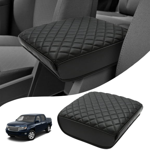 KBH Center Console Armrest Cover for 2006-2014 Honda Ridgeline Accessories, Middle Console Lid Protector Cushion Pad, Leather Car Interior Accessories, Black