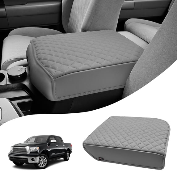KBH Center Console Armrest Cover for 2007-2013 Toyota Tundra & 2008-2022 Sequoia, Middle Console Lid Protector Arm Rest Cushion Pad for Truck Interior Accessories, Gray
