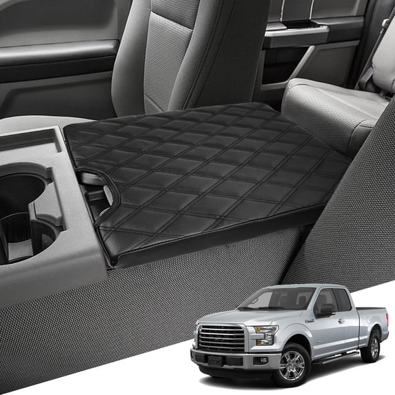 KBH Center Console Armrest Cover for 2015-2025 Ford F150 Accessories, 2017-2025 F250 F350 F450 with 40/20/40 Jump Seat, Leather Arm Rest Cover Protector for Truck Interior