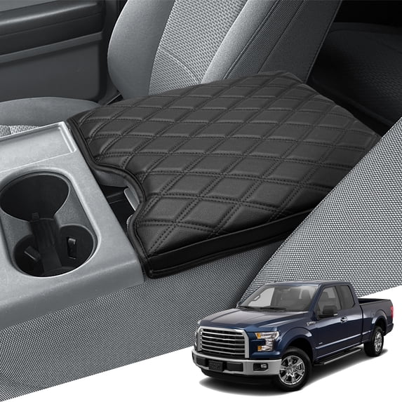 KBH Center Console Armrest Cover for 2015-2025 Ford F150 Accessories, 2017-2025 F250 F350 F450 with 40/20/40 Jump Seat, Leather Arm Rest Cover Protector for Truck Interior