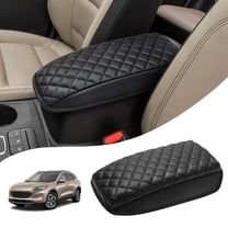 KBH Car Center Console Armrest Cover for 2020-2026 Ford Escape Accessories/2021-2026 Ford Bronco Sport, Leather Middle Console Lid Arm Rest Cushion Pad, Black