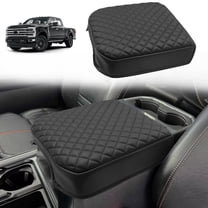 KBH Center Console Cover for 2023-2026 Ford F250 F350 F450 F550 Super Duty Accessories, Black Leather Middle Console Lid Armrest Cushion Pad for Truck Interior(Bucket Seat)