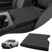 KBH Center Console Armrest Cover Fit for 2015-2025 F150, 2017-2025 F250 F350 F450 with 40/20/40 Jump Seat, Leather Middle Console Cover Cushion Pad for F150 Accessories, Black