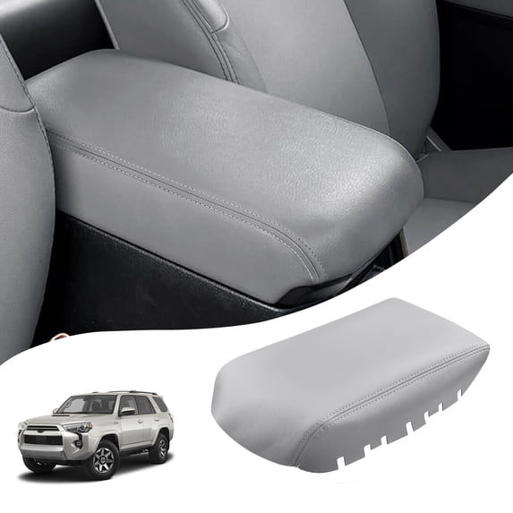KBH Center Console Lid Armrest Cover for Toyota 4Runner Accessories 2010-2023, Car Arm Rest Cover Replacement Upholstery, Dark Gray(Leather Skin Only)