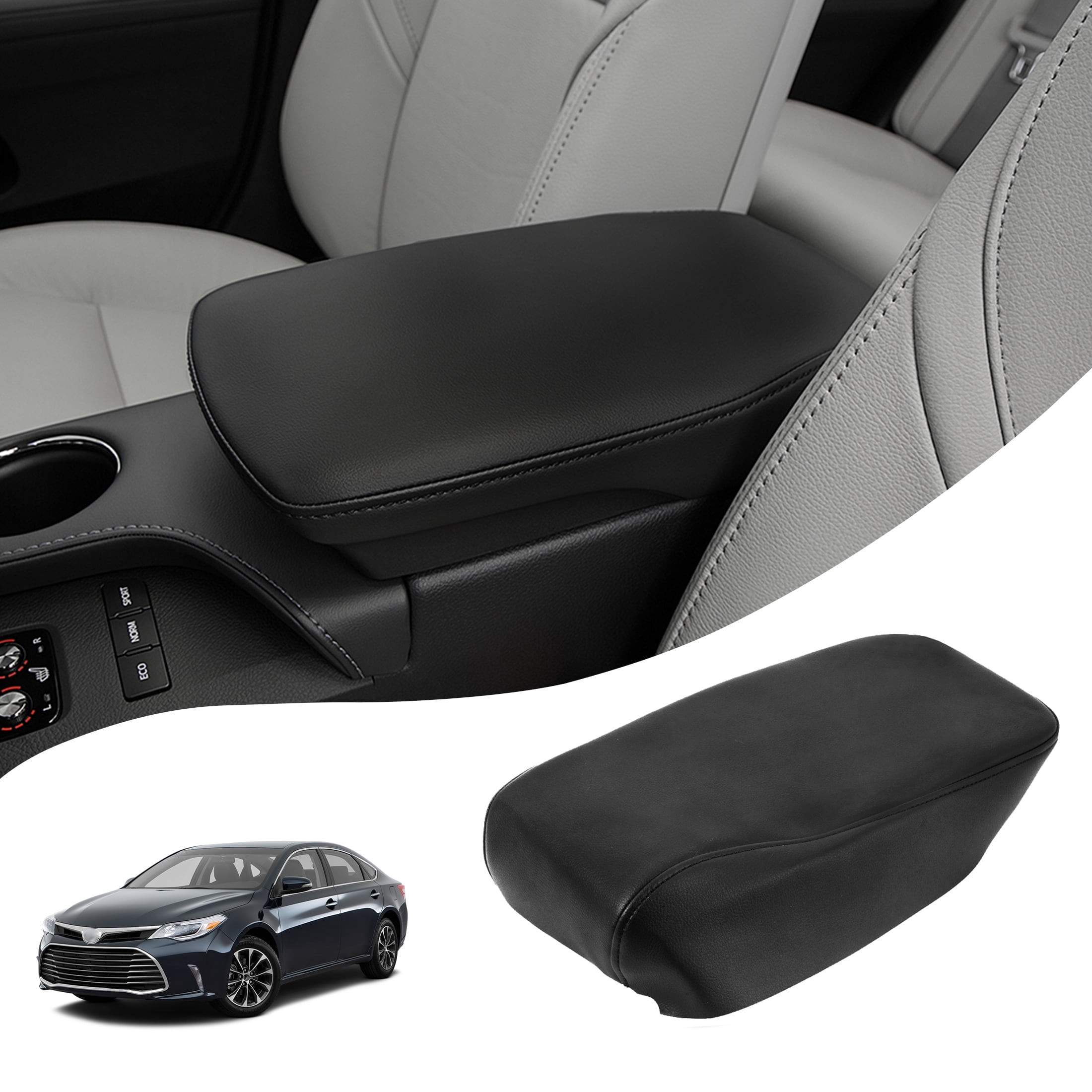 KBH Center Console Armrest Cover Replacement for 2013-2018 Toyota Avalon Accessories, Car Arm Rest Lid Skin Upholstery, Black (Leather Skin Only)