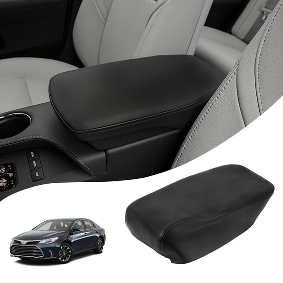 KBH Center Console Armrest Cover Replacement for 2013-2018 Toyota Avalon Accessories, Car Arm Rest Lid Skin Upholstery, Black (Leather Skin Only)