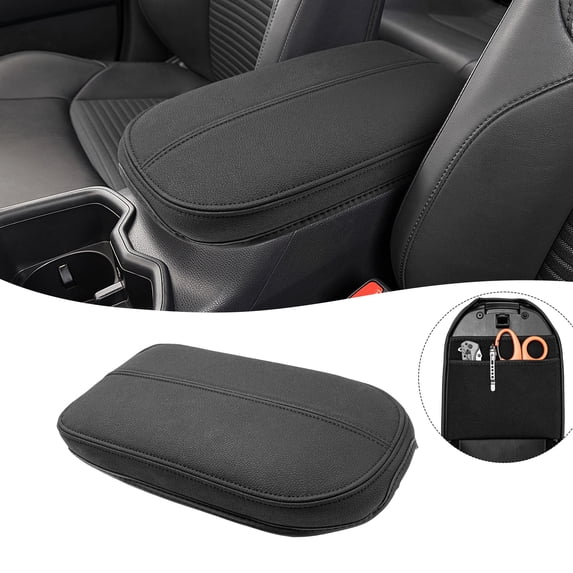 KBH Center Console Armrest Cover for 2019-2025 Toyota RAV4 Accessories, Leather Middle Console Cover Pad Protector for Car Interior, Black