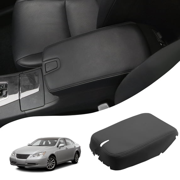 KBH Center Console Armrest Cover for Lexus ES350 2007 2008 2009, Leather Middle Console Lid Cover Replacement Skin Upholstery Interior Tirm, Black