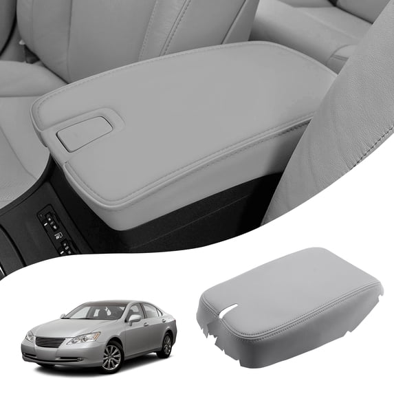 KBH Center Console Armrest Cover for Lexus ES350 2007 2008 2009, Leather Middle Console Lid Cover Replacement Skin Upholstery Interior Tirm, Gray