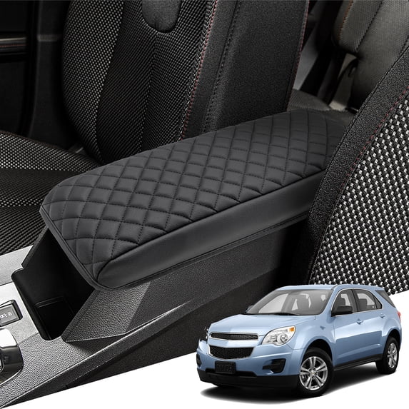 KBH Center Console Cover for 2010-2017 Chevy Equinox & GMC Terrain, Car Armrest Cover for Interior Accessories, Anti Scratch Leather Arm Rest Cushion Pad, Black