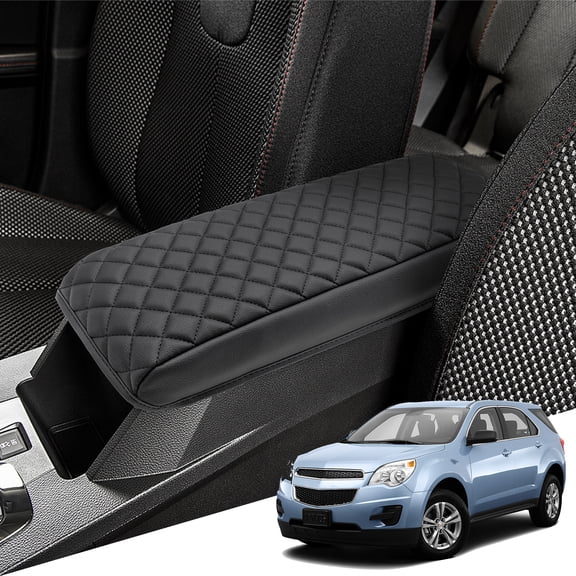 KBH Center Console Cover for 2010-2017 Chevy Equinox & GMC Terrain, Car Armrest Cover for Interior Accessories, Anti Scratch Leather Arm Rest Cushion Pad, Black