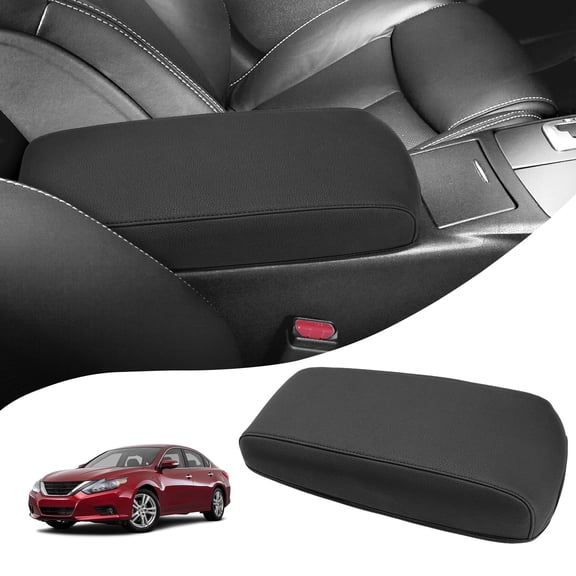 KBH Center Console Cover for 2013-2018 Nissan Altima Accessories Interior, Middle Console Lid Armrest Cover for Nissan Maxima 2009-2014, Black Leather Car Cushion Protector Pad