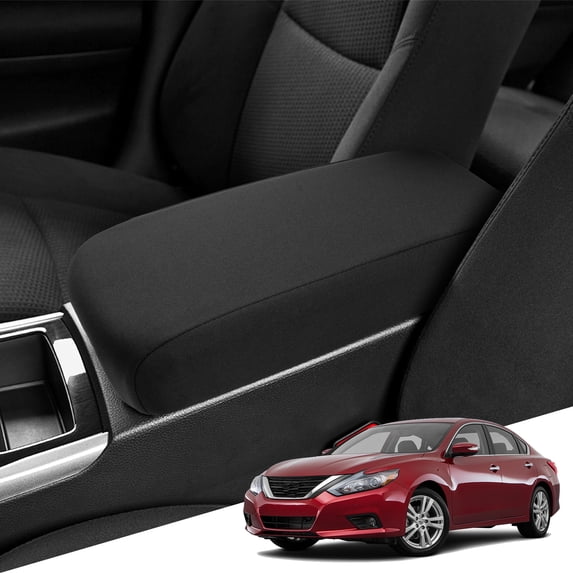 KBH Center Console Cover for 2013-2018 Nissan Altima Accessories, Nissan Maxima 2009-2014 Middle Console Lid Cover, Soft Nylon Washable Armrest Covering for Car, Black
