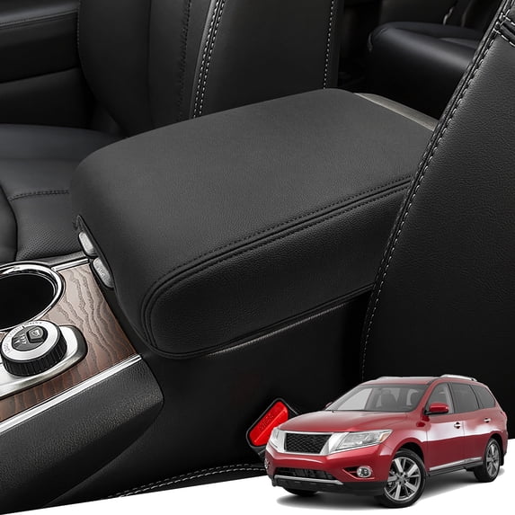 KBH Center Console Cover for 2013-2020 Infiniti QX60 JX35, Leather Middle Console Cover for Nissan Pathfinder Accessories, Anti-Scratch Armrest Pad Protector