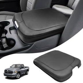 KBH Center Console Cover for Dodge Ram 1500 2013-2018, Ram 2500/3500/1500 Classic Model 2013-2025, PU Leather Armrest Cover Middle Console Lid Cover Accessories(Black)