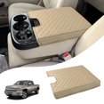 thumbnail image 1 of KBH Center Console Cover for 2007-2014 Silverado Tahoe Sierra Yukon Suburban with Jump Seat Console, Anti-Scratch Leather Arm Rest Cushion Pad Protector Interior Accessories, Beige, 1 of 7
