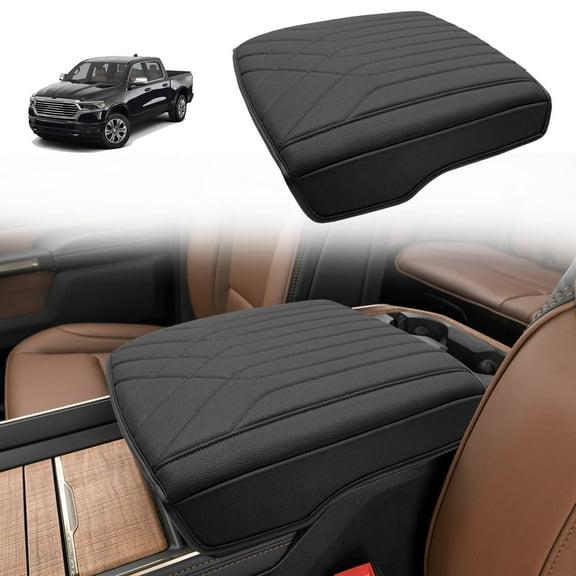 KBH Center Console Cover Fit for 2019-2025 Dodge Ram 1500/2500/3500, Middle Console Cover for Ram 1500 Accessories, Anti-Scratch Leather Armrest Cushion Pad
