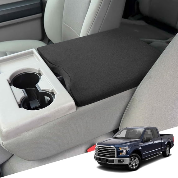 KBH Center Console Cover for Ford F150 Accessories 2015-2025, 2017-2025 F250 F350 F450 F550 with 40/20/40 Jump Seat, Armrest Box Protective Cover, Washable Fabric Black