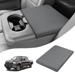 KBH Center Console Cover for Ford F250 F350 1999-2010, Washable Fabric Middle Console Arm Rest Lid Covering for Truck Interior Accessories, Dark Gray(Fits Jump Seat Console Only)