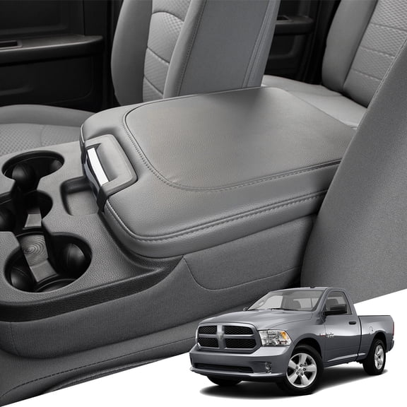 KBH Center Console Cover Replacement for Dodge Ram 1500 2013-2018, Ram 2500/3500/1500 Classic Model 2013-2025, PU Leather Console Armrest Cover Protector (Gray)