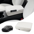 thumbnail image 1 of KBH Car Middle Console Cover for Tesla Model Y 2020-2025/Model 3 2017-2023, PU Leather Arm Rest Lid Cushion Pad for Tesla Accessories, White, 1 of 7