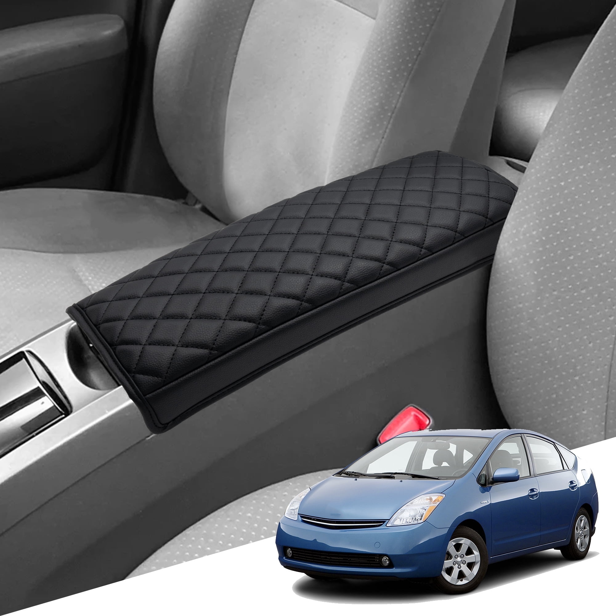 KBH Center Console Cover for 2004-2009 Toyota Prius Accessories, Leather Middle Console Lid Armrest Cover for Car Interior, Black