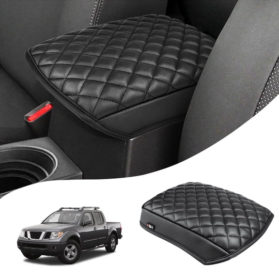 KBH Center Console Cover for 2005-2021 Nissan Frontier Accessories & Xterra 2005-2015, Leather Armrest Lid Protector, Black