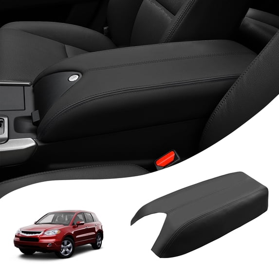 KBH Center Console Cover for 2007-2012 Acura RDX, Middle Console Lid Armrest Cover Leather Skin Replacement, Black