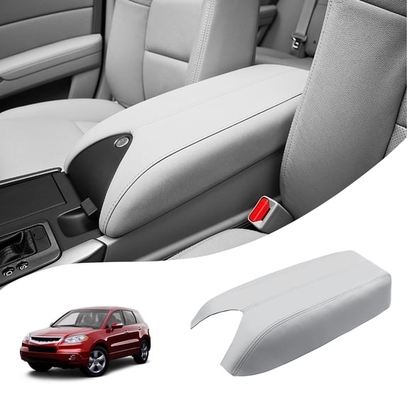 KBH Center Console Cover for 2007-2012 Acura RDX, Middle Console Lid Armrest Cover Leather Skin Replacement, Gray